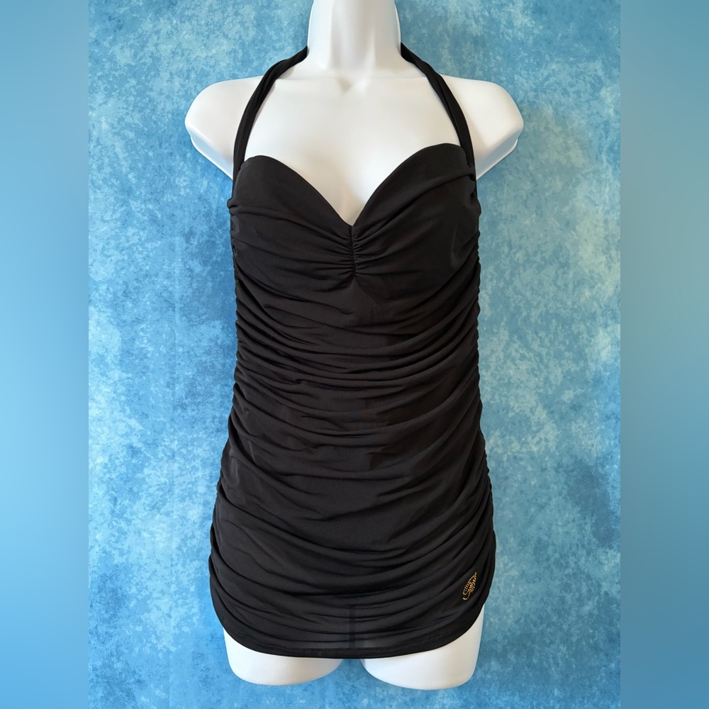 Blumarine Black Swimdress with Halter Neck